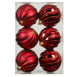 Boule De Noël|KAEMINGK Lot de 6 boules de Noël (D80 mm) Glam chic pailleté or Bordeaux