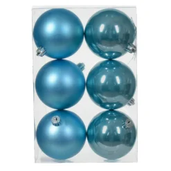 Boule De Noël|KAEMINGK Lot de 6 boules de Noël (D80 mm) Aravis Bleu pétillant