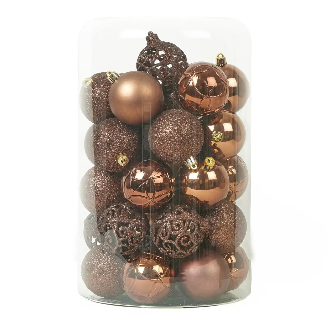 Boule De Noël|KAEMINGK Lot de 35 boules de Noël (D60 mm) Aravis Brun café