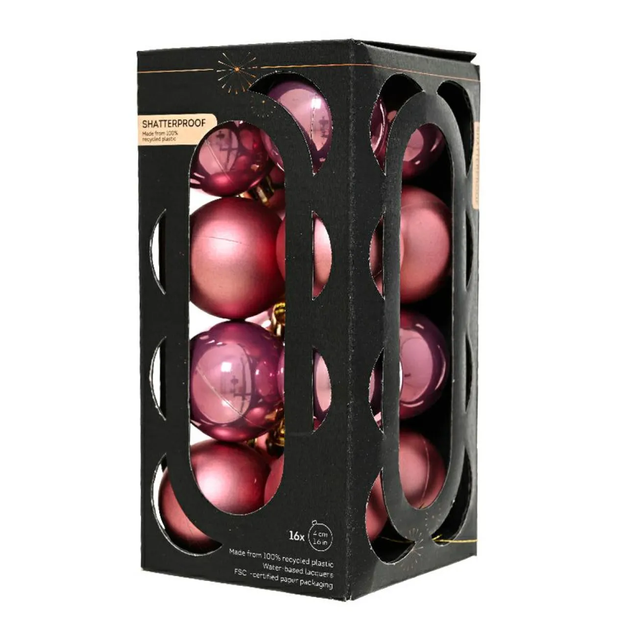 Boule De Noël|KAEMINGK Lot de 16 boules de Noël (D40 mm) Aravis Vieux rose