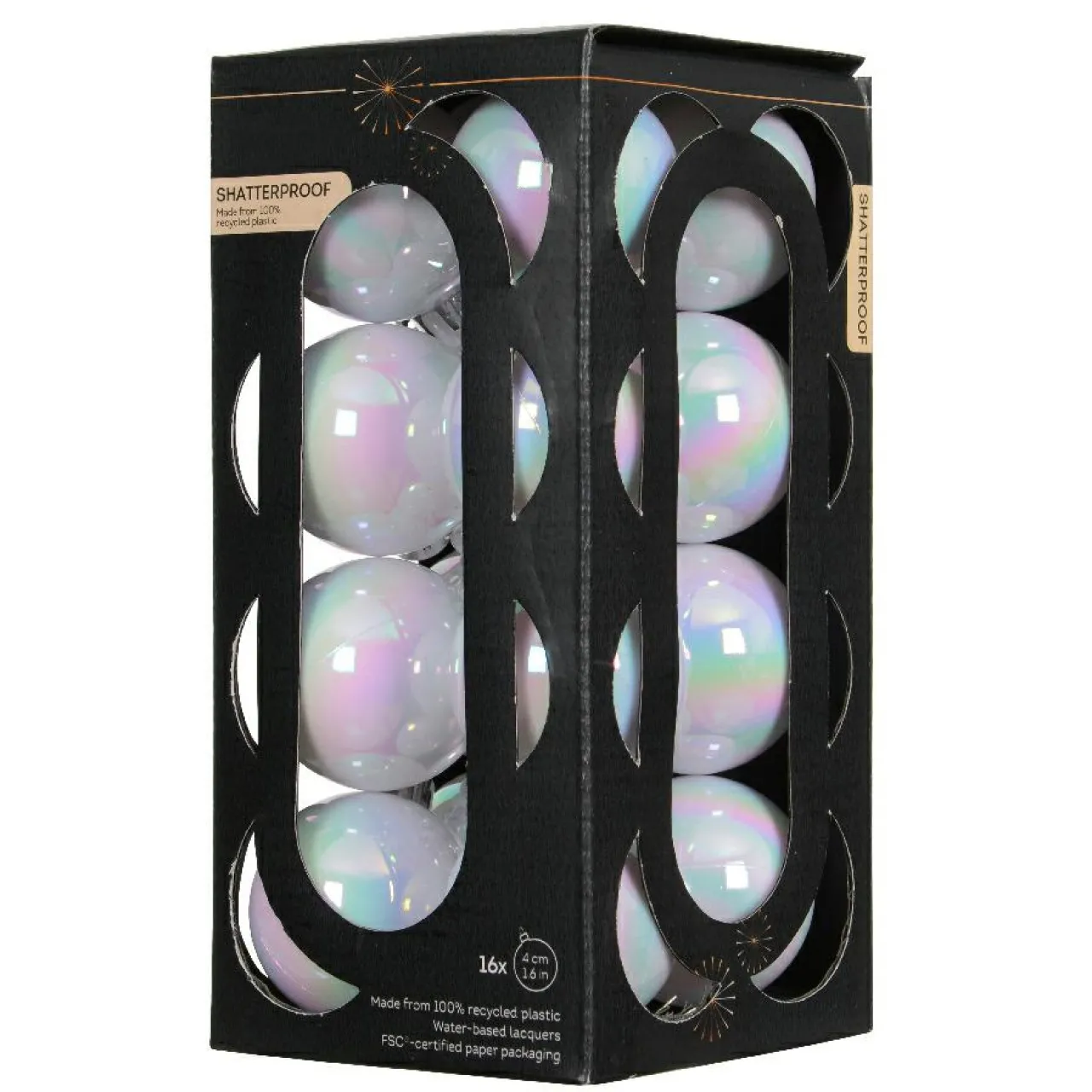 Boule De Noël|KAEMINGK Lot de 16 boules de Noël (D40 mm) Aravis Blanc irisé