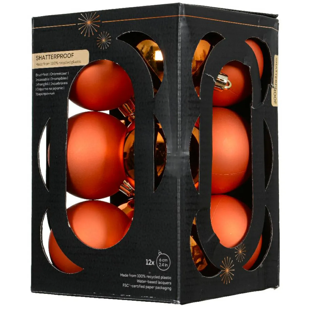 Boule De Noël|KAEMINGK Lot de 12 boules de Noël (D60 mm) Aravis Orange