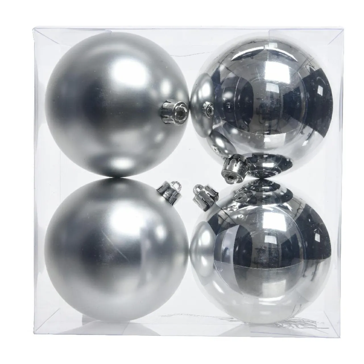 Boule De Noël|KAEMINGK Lot de 4 boules de Noël (D100 mm) Aravis Argent
