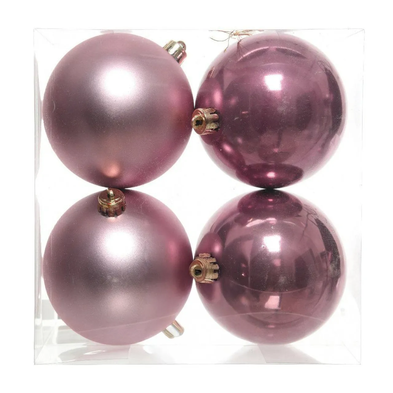 Boule De Noël|KAEMINGK Lot de 4 boules de Noël (D100 mm) Aravis Vieux rose