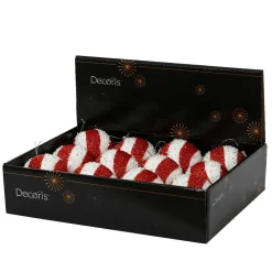 Boule De Noël|KAEMINGK Lot de 12 boules de Noël (D100 mm) Spiralis Rouge