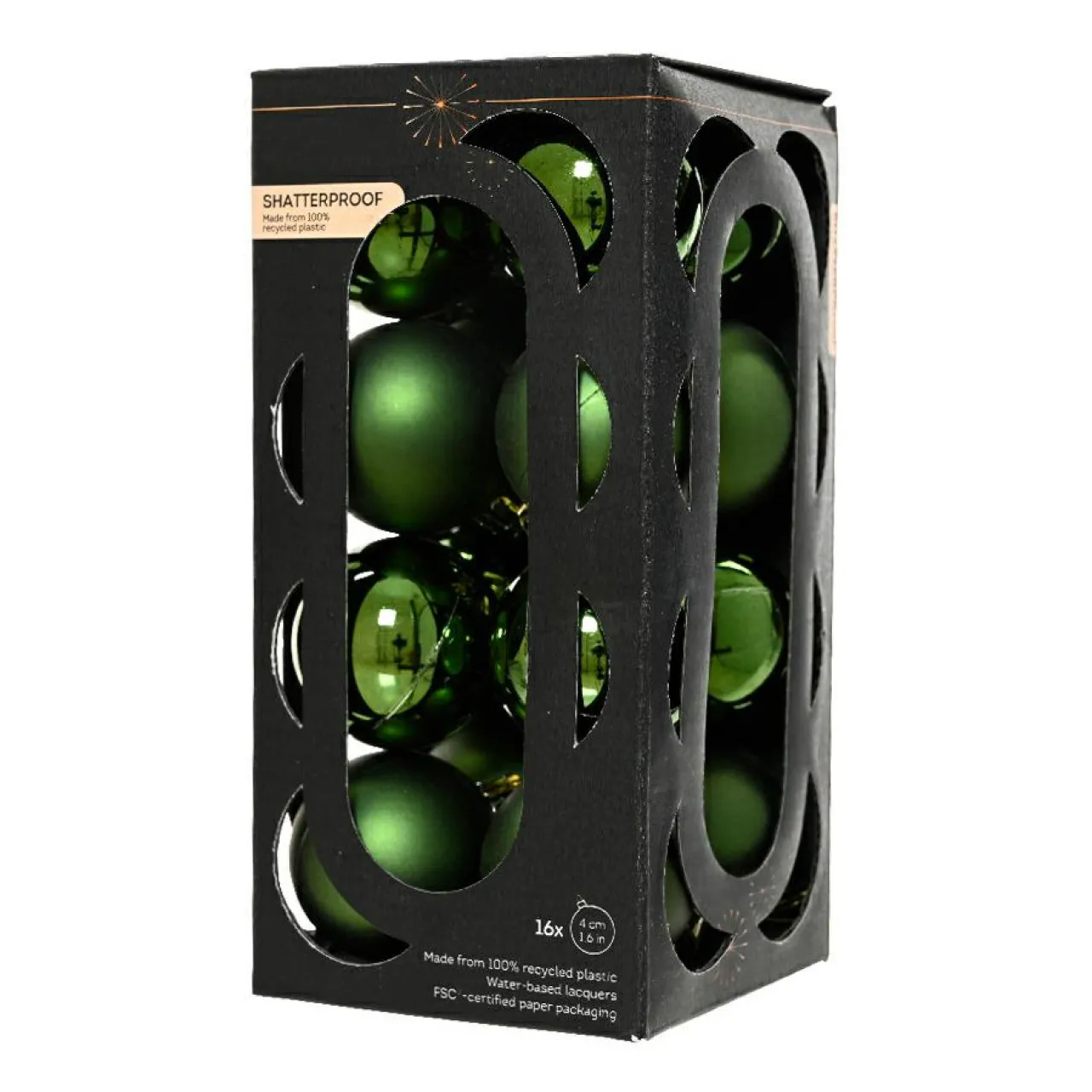 Boule De Noël|KAEMINGK Lot de 16 boules de Noël (D40 mm) Aravis Vert sapin