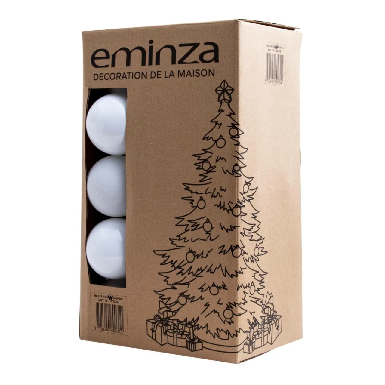 Boule De Noël|EMINZA Lot de 30 boules de Noël (D80 mm) New Alpine Blanc