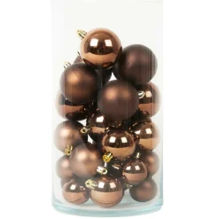 Boule De Noël|KAEMINGK Lot de 30 boules de Noël (D60 mm) Aravis Brun café