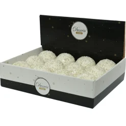 Boule De Noël|KAEMINGK Lot de 12 boules de Noël (D80 mm) Altesse perlée Blanc laine