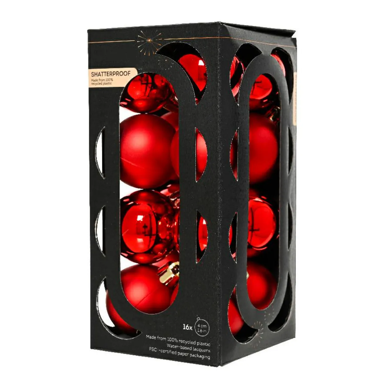 Boule De Noël|KAEMINGK Lot de 16 boules de Noël (D40 mm) Aravis Rouge