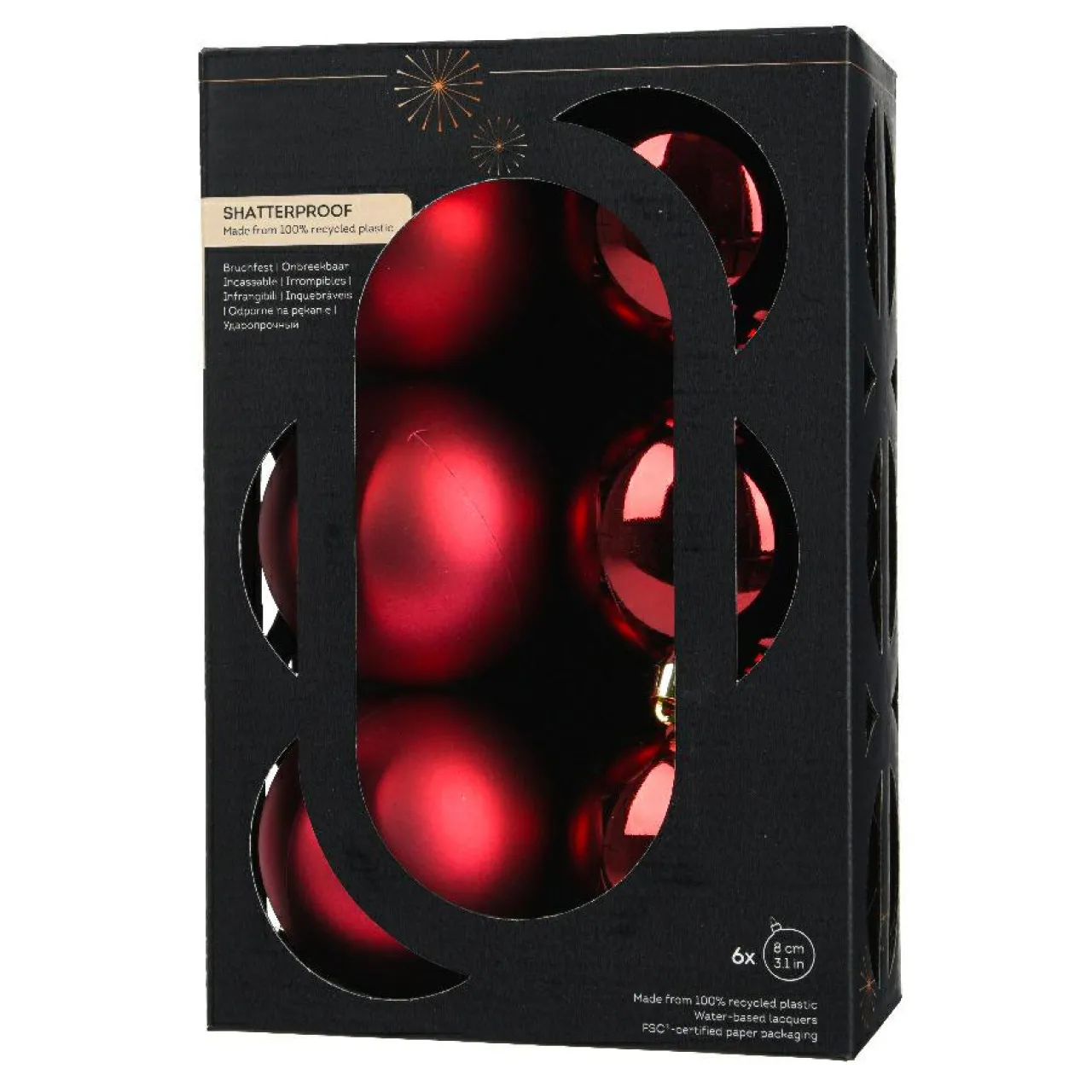 Boule De Noël|KAEMINGK Lot de 6 boules de Noël (D80 mm) Aravis Bordeaux