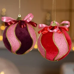 Boule De Noël|KAEMINGK Lot de 12 boules de Noël (D80 mm) Envoûtantes et figue Rouge