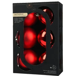 Boule De Noël|KAEMINGK Lot de 6 boules de Noël (D80 mm) Aravis Rouge