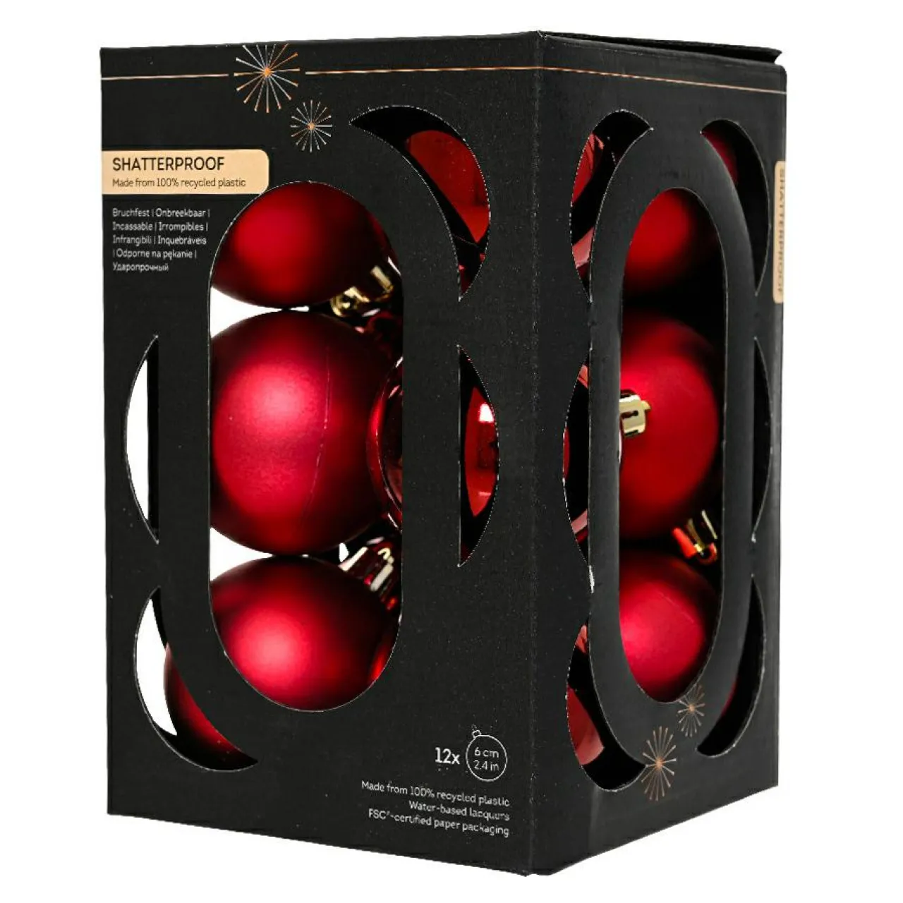 Boule De Noël|KAEMINGK Lot de 12 boules de Noël (D60 mm) Aravis Bordeaux