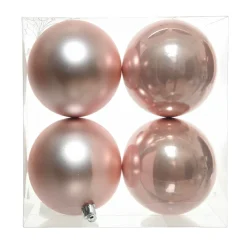 Boule De Noël|KAEMINGK Lot de 4 boules de Noël (D100 mm) Aravis Rose poudré