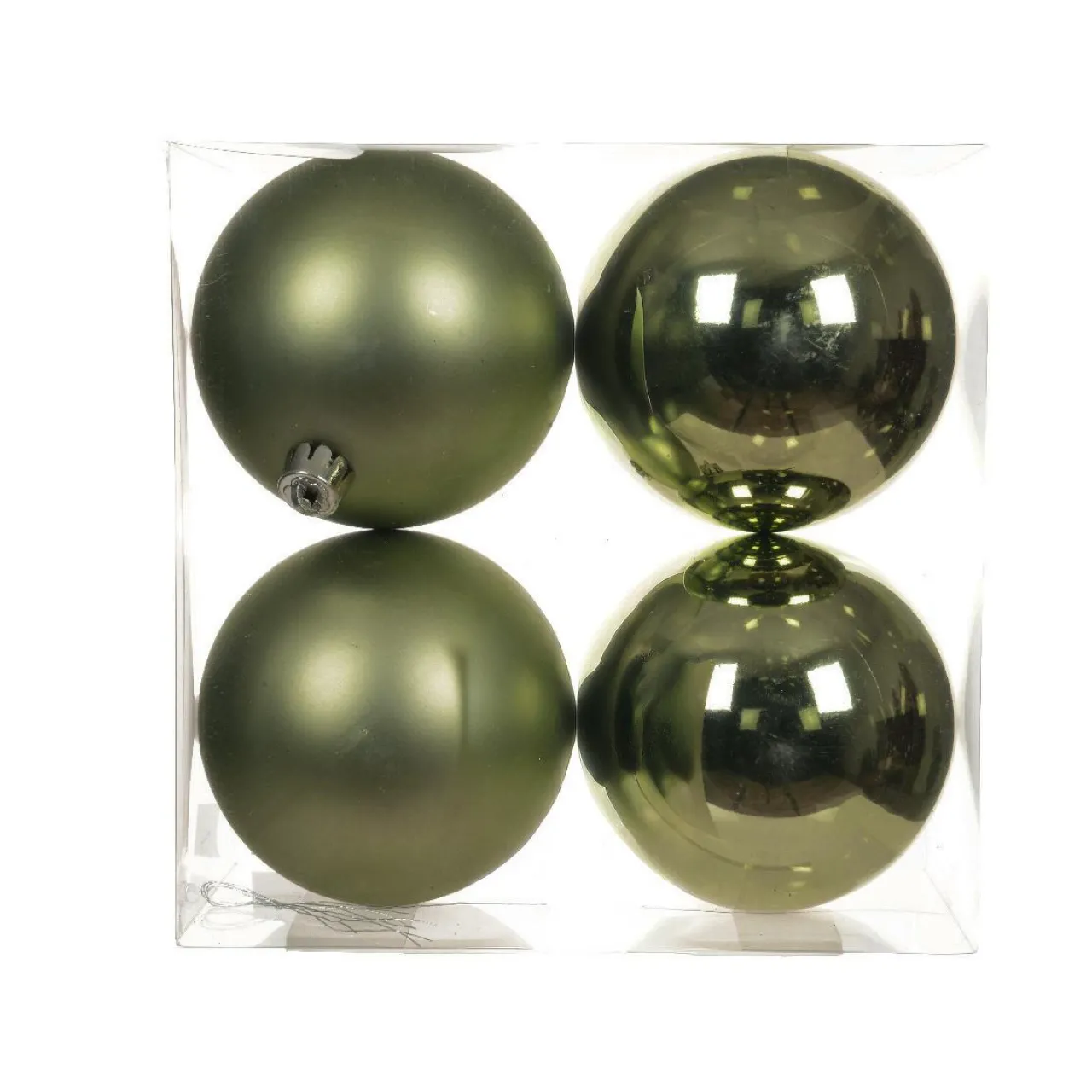 Boule De Noël|KAEMINGK Lot de 4 boules de Noël (D100 mm) Aravis Vert romarin