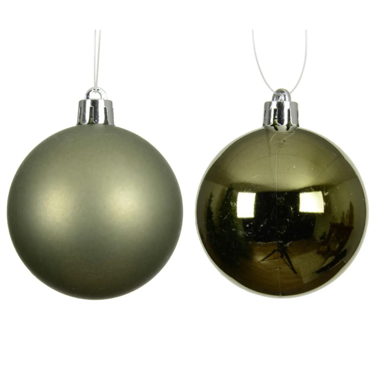 Boule De Noël|KAEMINGK Lot de 4 boules de Noël (D100 mm) Aravis Vert romarin