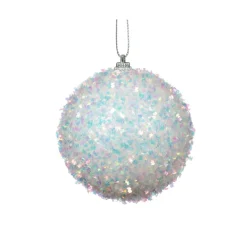 Boule De Noël|KAEMINGK Lot de 12 boules de Noël (D80 mm) Sequins irisé Blanc