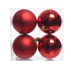 Boule De Noël|KAEMINGK Lot de 4 boules de Noël (D100 mm) Aravis Rouge