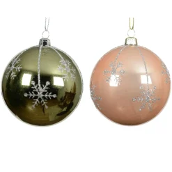 Boule De Noël|KAEMINGK Lot de 12 boules de Noël (D80 mm) Megève et Pêche Vert romarin