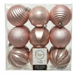 Boule De Noël|KAEMINGK Lot de 18 boules de Noël (D80 mm) Anaelle Rose poudré