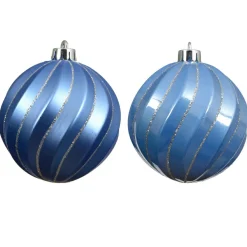 Boule De Noël|KAEMINGK Lot de 6 boules de Noël (D80 mm) Glam chic Bleu Ciel