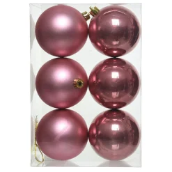 Boule De Noël|KAEMINGK Lot de 6 boules de Noël (D80 mm) Aravis Vieux rose