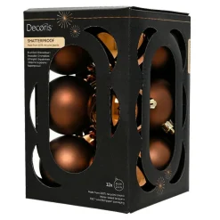 Boule De Noël|KAEMINGK Lot de 12 boules de Noël (D60 mm) Aravis Brun café