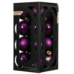 Boule De Noël|KAEMINGK Lot de 16 boules de Noël (D40 mm) Aravis Figue Violet