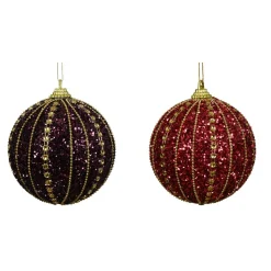 Boule De Noël|KAEMINGK Lot de 12 boules de Noël (D80 mm) Queen Mauve et Bordeaux Violet