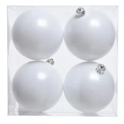 Boule De Noël|KAEMINGK Lot de 4 boules de Noël (D100 mm) Aravis Blanc