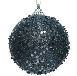 Boule De Noël|KAEMINGK Lot de 12 boules de Noël (D80 mm) strass pailletés Bleu nuit