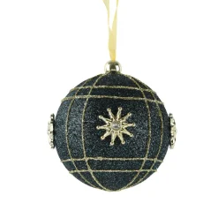 Boule De Noël|KAEMINGK Lot de 12 boules de Noël (D80 mm) Ciel de cristal et or Bleu nuit