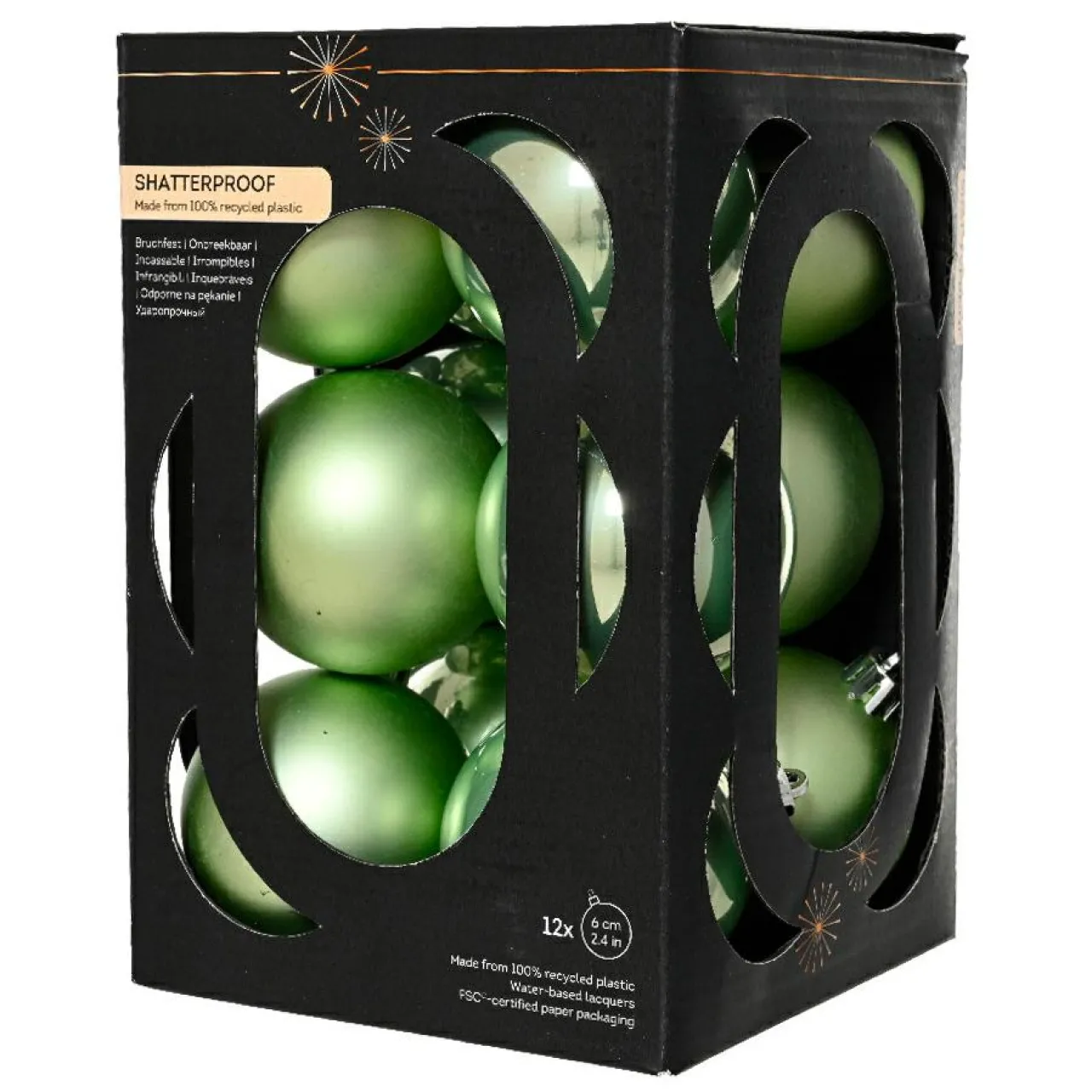 Boule De Noël|KAEMINGK Lot de 12 boules de Noël (D60 mm) Aravis Vert thé matcha Vert matcha