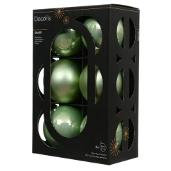 Boule De Noël|KAEMINGK Lot de 6 Boules de Noël en verre (D80 mm) Boréal Vert matcha