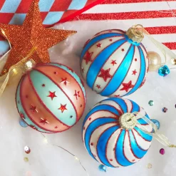 Boule De Noël|KAEMINGK Lot de 12 boules de Noël en verre (D80 mm) Grand Chapiteau Multicolore Bleu