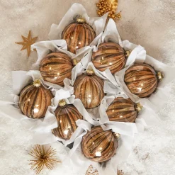 Boule De Noël|KOOPMAN Lot de 9 boules de Noël en verre (D100 mm) New York Brun scintillant Marron