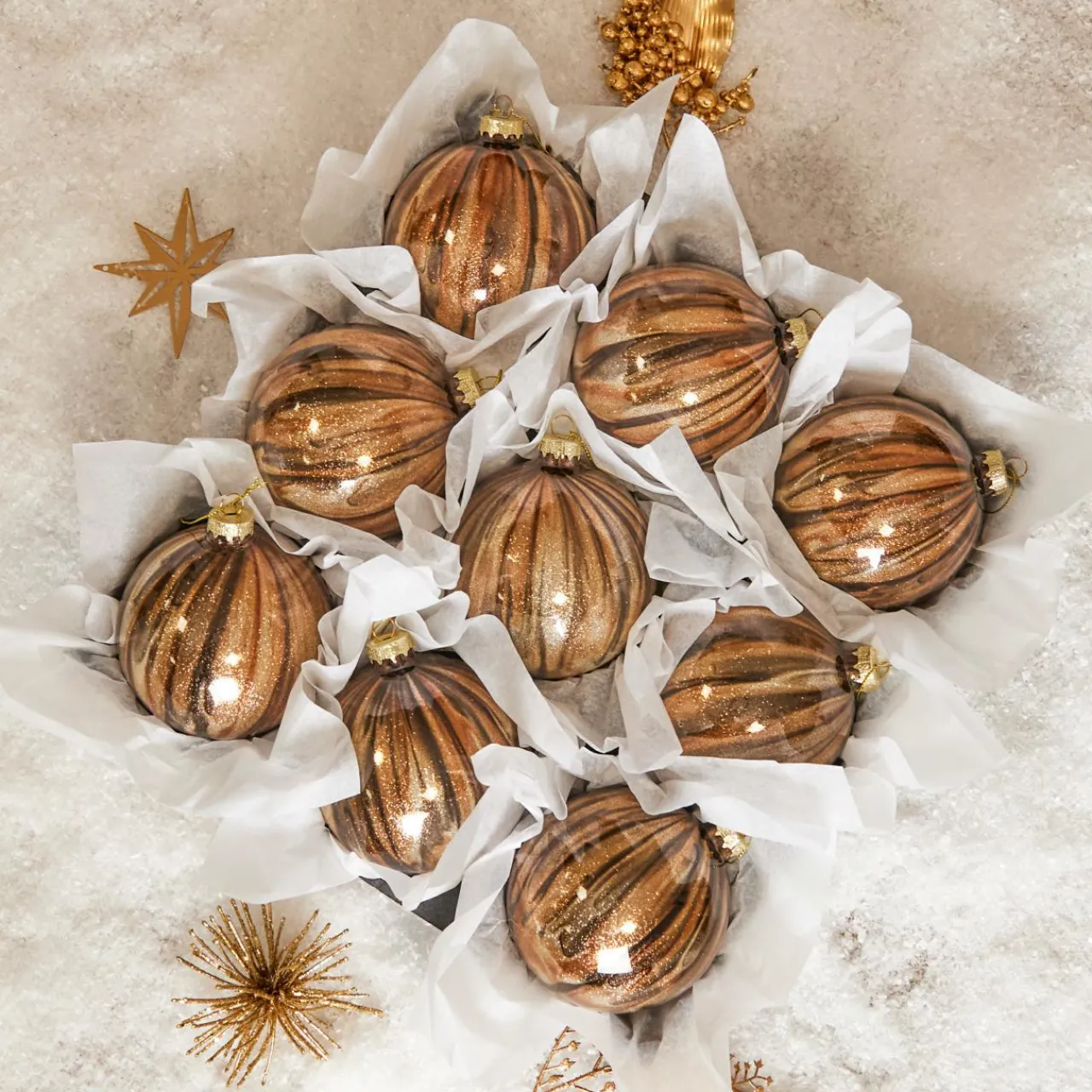 Boule De Noël|KOOPMAN Lot de 9 boules de Noël en verre (D100 mm) New York Brun scintillant Marron