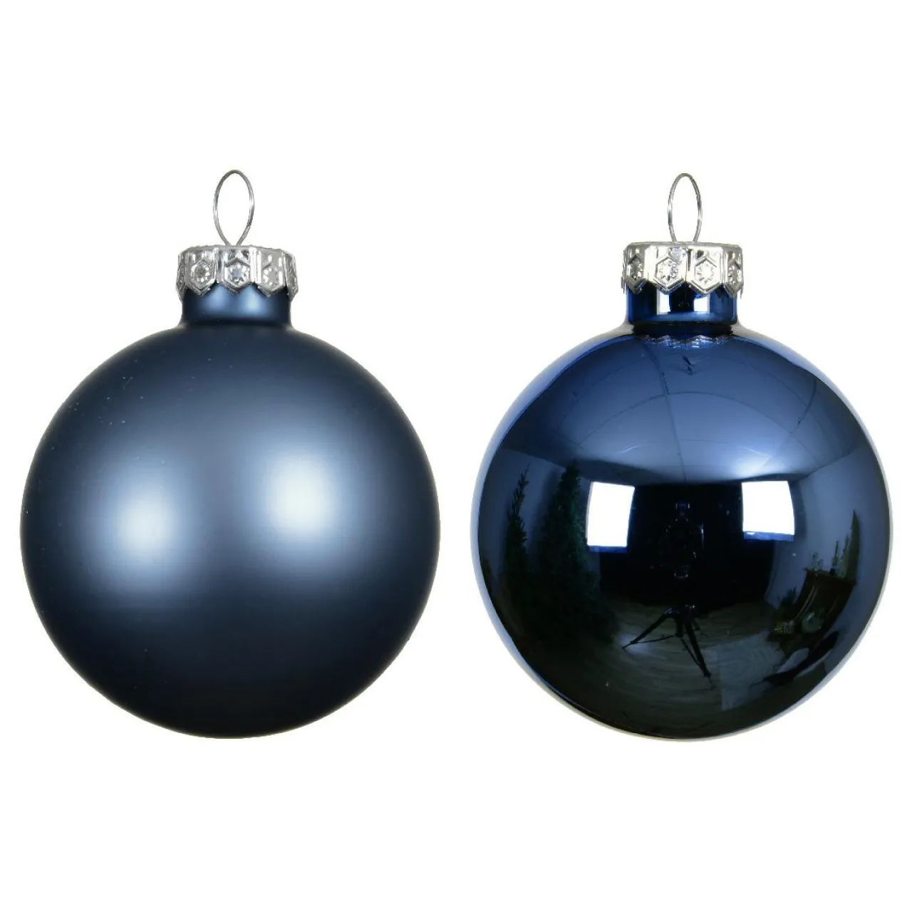 Boule De Noël|KAEMINGK Lot de 6 boules de Noël en verre (D80 mm) Boréal Bleu nuit