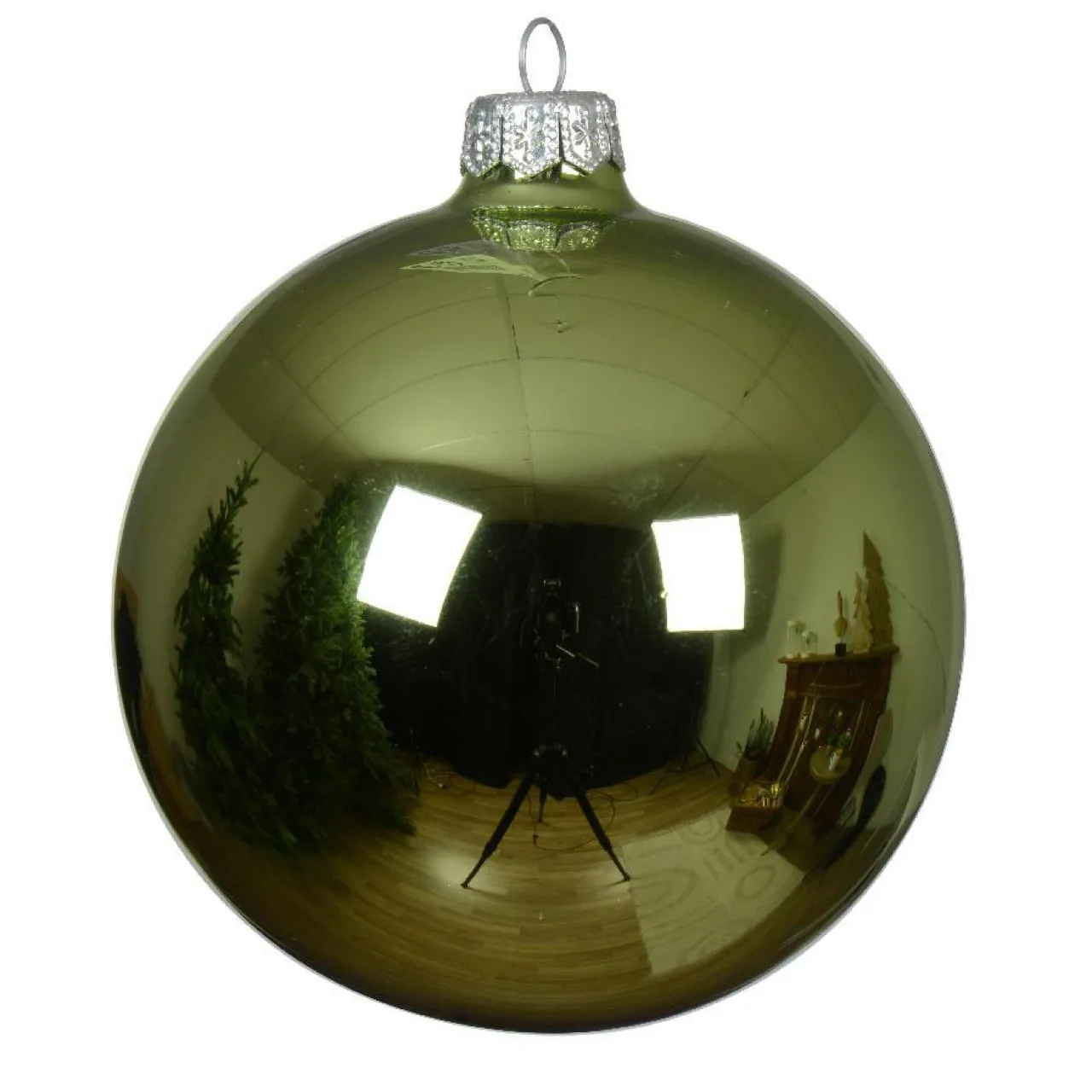 Boule De Noël|KAEMINGK Lot de 4 boules de Noël en verre (D100 mm) Arctique brillante Thé Vert