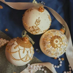 Boule De Noël|KAEMINGK Lot de 6 boules de Noël en verre (D80 mm) Versailles Blanc laine