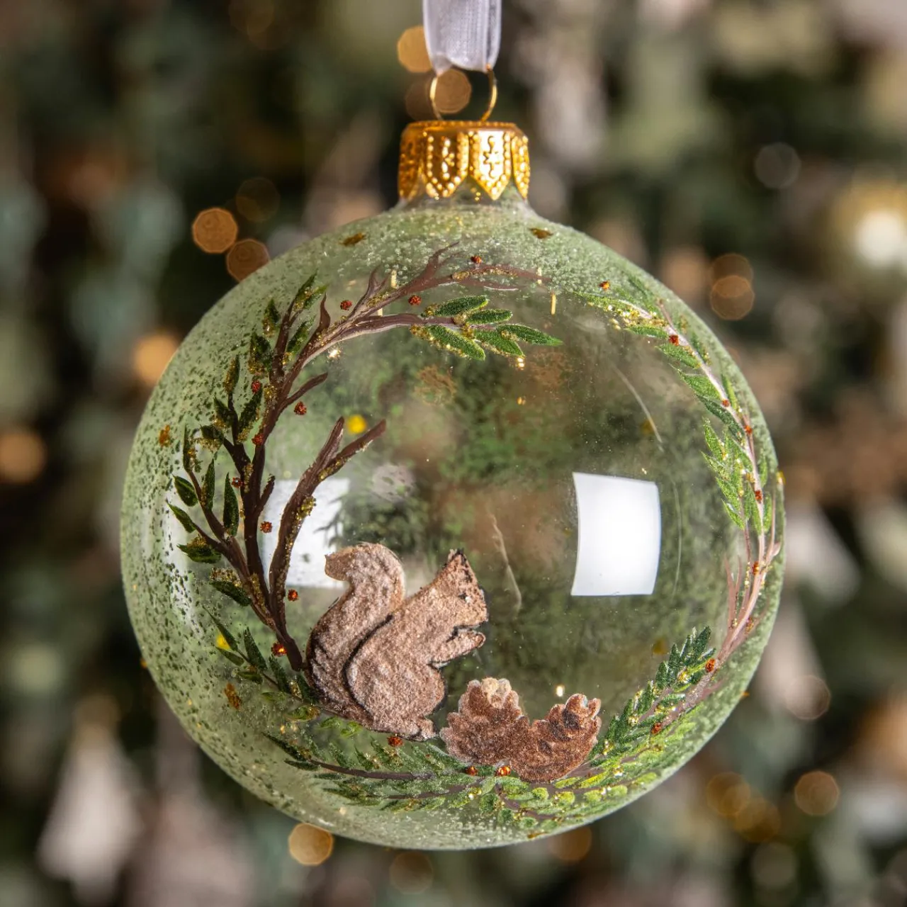 Boule De Noël|KAEMINGK Lot de 6 boules de Noël en verre (D80 mm) Écureuil sauvage Transparent
