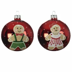 Boule De Noël|KAEMINGK Lot de 6 boules de Noël en verre (D80 mm) Petit biscuit Rouge