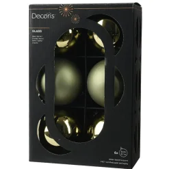 Boule De Noël|KAEMINGK Lot de 6 boules de Noël en verre (D80 mm) Boréal Vert romarin