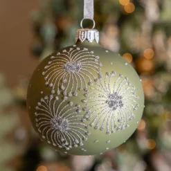 Boule De Noël|KAEMINGK Lot de 6 boules de Noël en verre (D80 mm) Feux d'artifice Vert romarin