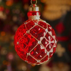 Boule De Noël|KAEMINGK Lot de 3 boules de Noël en verre (D80 mm) Carrat Rouge