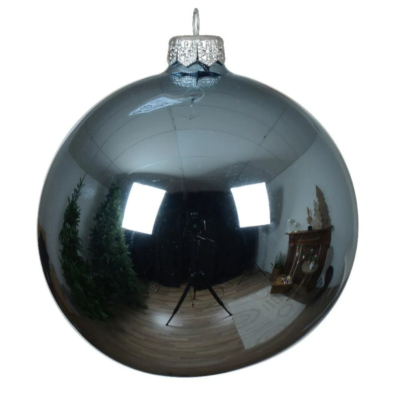 Boule De Noël|KAEMINGK Lot de 4 boules de Noël en verre (D100 mm) Arctique brillante Bleu glacé