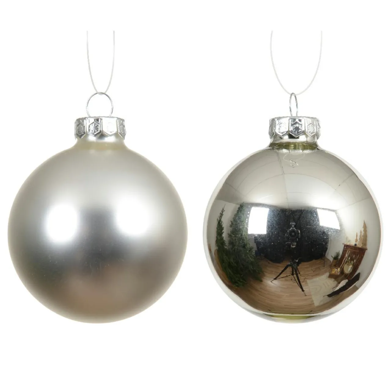 Boule De Noël|KAEMINGK Lot de 4 boules de Noël en verre (D100 mm) Boréal Argent