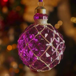 Boule De Noël|KAEMINGK Lot de 3 boules de Noël en verre (D80 mm) Carrat Violet