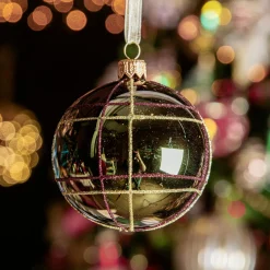 Boule De Noël|KAEMINGK Lot de 6 boules de Noël en verre (D80 mm) Ecosse Vert sapin